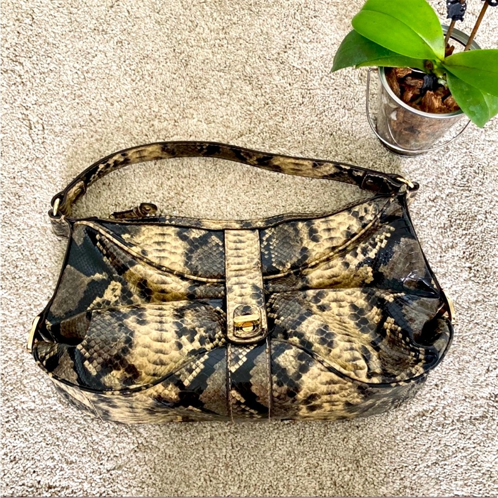 DANA BUCHMAN FAUX SNAKE SKIN EMBOSSED HOBO SHOULDER BAG